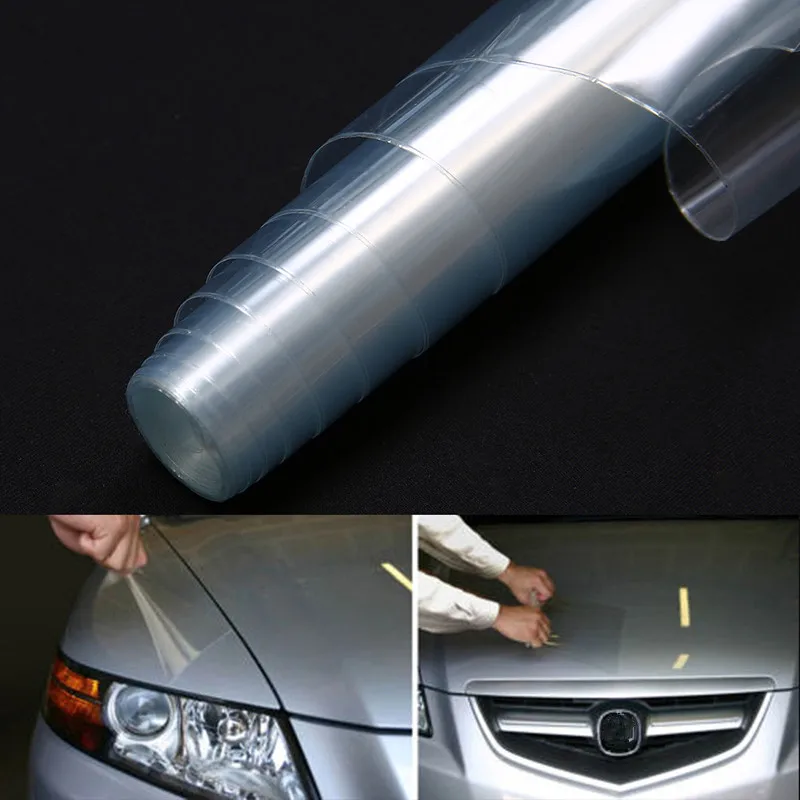 

30x300cm Anti-scratch and transparent three-layer body with rhinoceros skin film Transparent Car Headlight Taillight Sticker