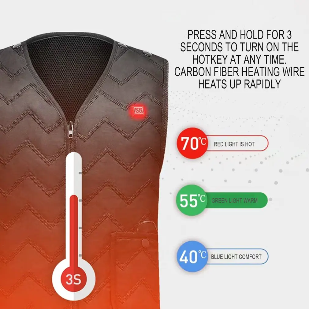 

Graphene Electric Heating Vest Charging Intelligent Heating Clothes Vest Constant Temperature Warm Waist Men And Women Vest