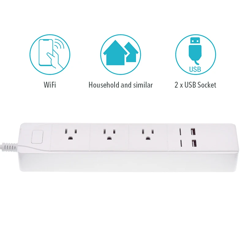Wifi USB силовая полоса smart US plug Переключатель перегрузки защита от перенапряжения 2 порта USB зарядное устройство 1,8 м 10 А Wi-Fi розетка