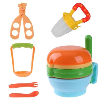 

12pcs/Set Baby Food Grinding Bowl Supplement Scissors Spoon Fruit Processor Juice Press Machine Suit for Infant Baby Feeding