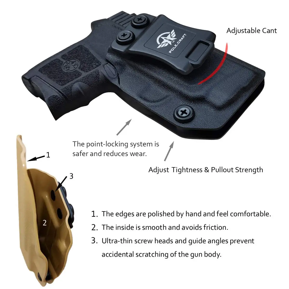 Bodyguard 380 Holster IWB Kydex Holster Custom Fit: Bodyguard 380 / Bodyguard 380 with Laser Pistol - Inside Waistband Concealed 3