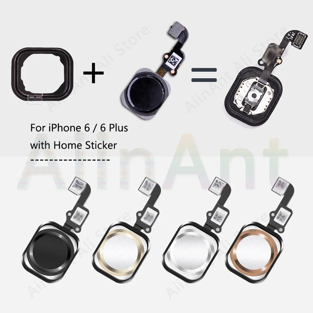 Кнопка Home Flex для iPhone 6 6s 7 8 Plus 5S SE Кнопка возврата домой со шлейфом резиновая наклейка без Touch ID отпечатков пальцев