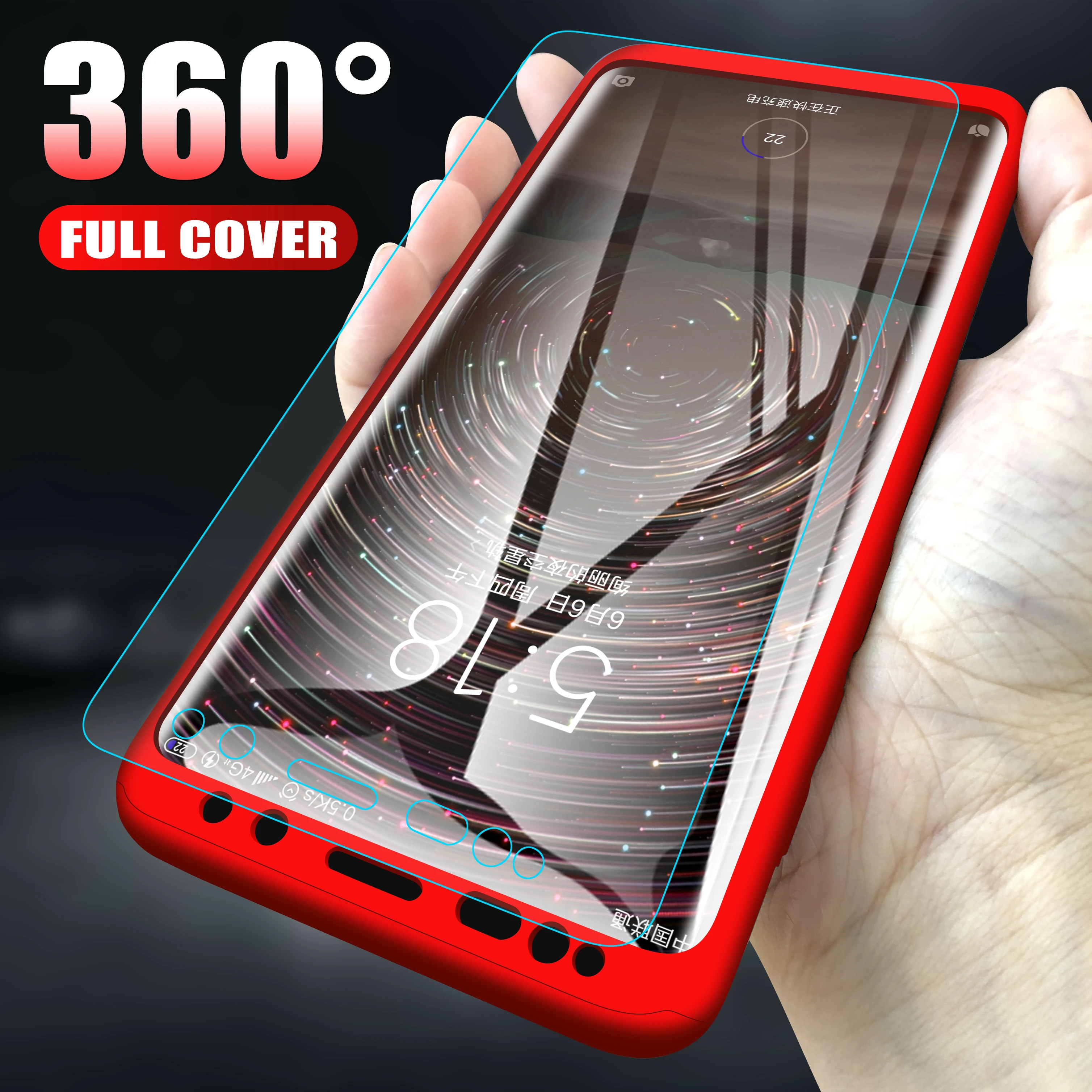 360 Full Cover Protective Phone Case For Xiaomi Redmi 7A 6A 5A 4A 4X 5 Plus K20 GO Cases For Redmi Note 7 6 5 4 Pro With Glass