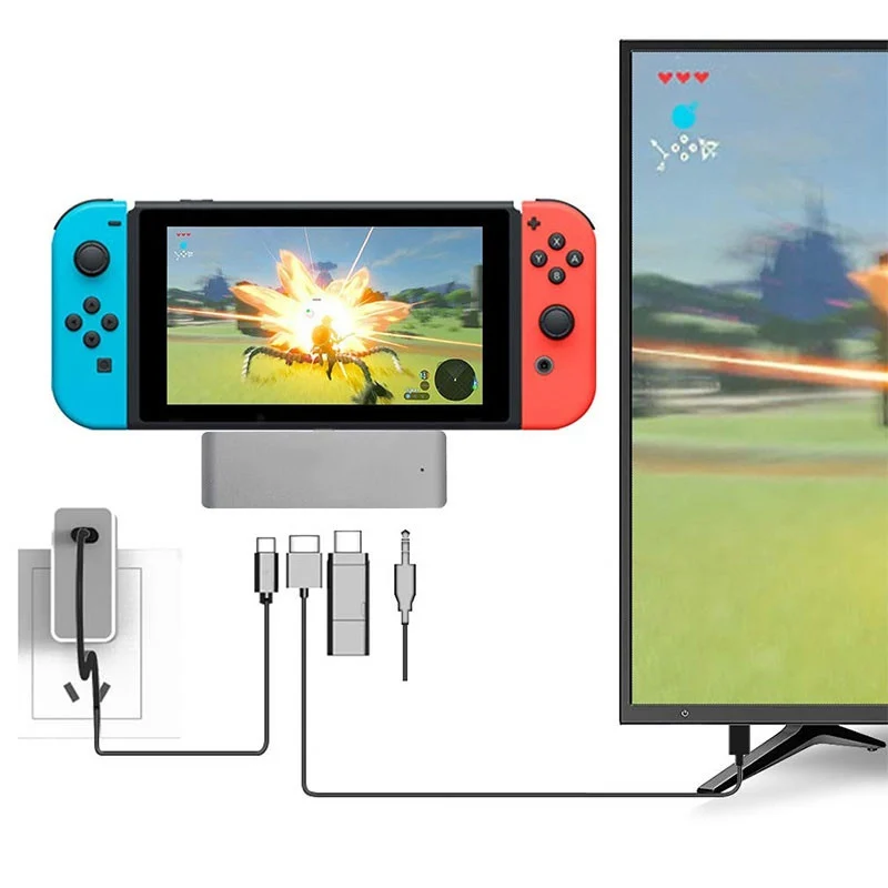 USB C концентратор адаптер с USB-C TYPE C PD Зарядка 4K HDMI USB 3,0 3,5 мм наушники для iPad Pro для MacBook Pro удлиненная док-станция