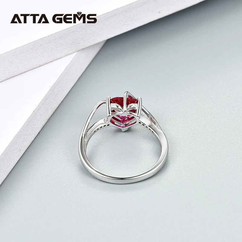 Ruby Sterling Silver Ring 2.25 Carats Silver Created Ruby Ring for Party Wedding And Engagement Women Fashion Ruby Silver Ring