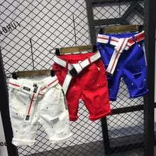 Вэньчжоу, детская одежда, коллекция года, летние новые товары для мужчин и женщин, детские популярные джинсовые шорты до колена в уличном стиле с дырками