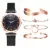 Fashion 5pcs Set Women Watches Luxury Magnet Buckle Flower Rhinestone Watch Ladies Quartz Wrist Watch Bracelet Set Reloj Mujer 18
