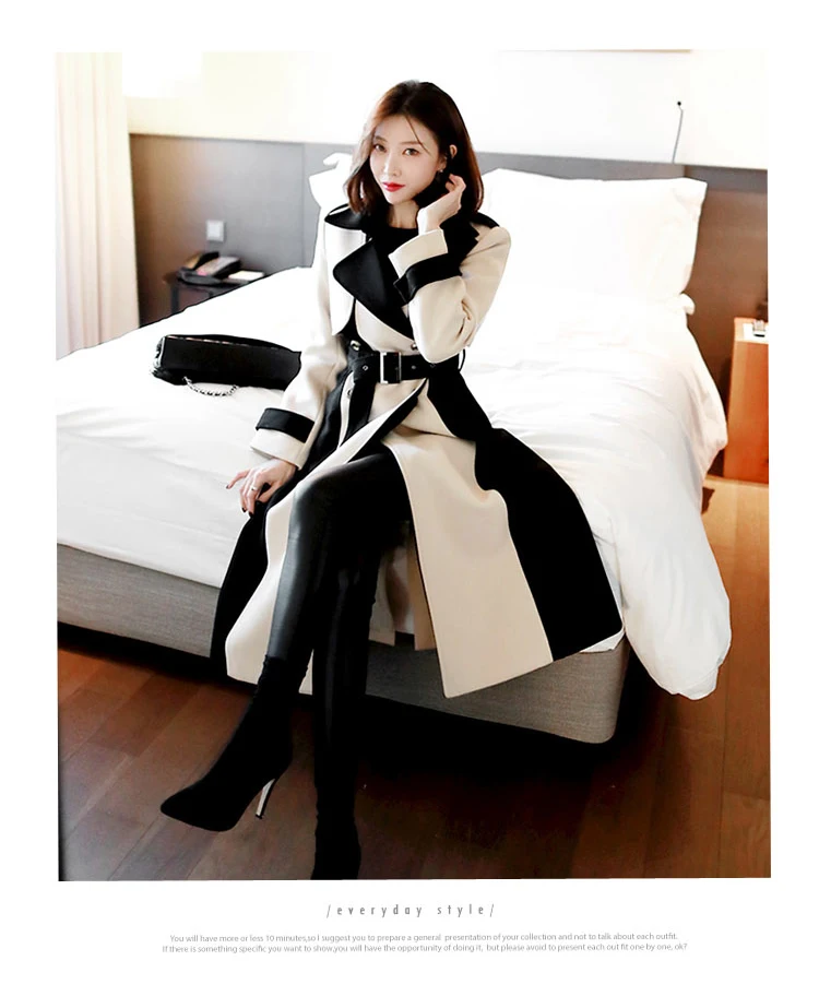 Модное шерстяное пальто женское новое осенне-зимнее двубортное тонкое шерстяное пальто женские пальто Корейская стильная ветровка