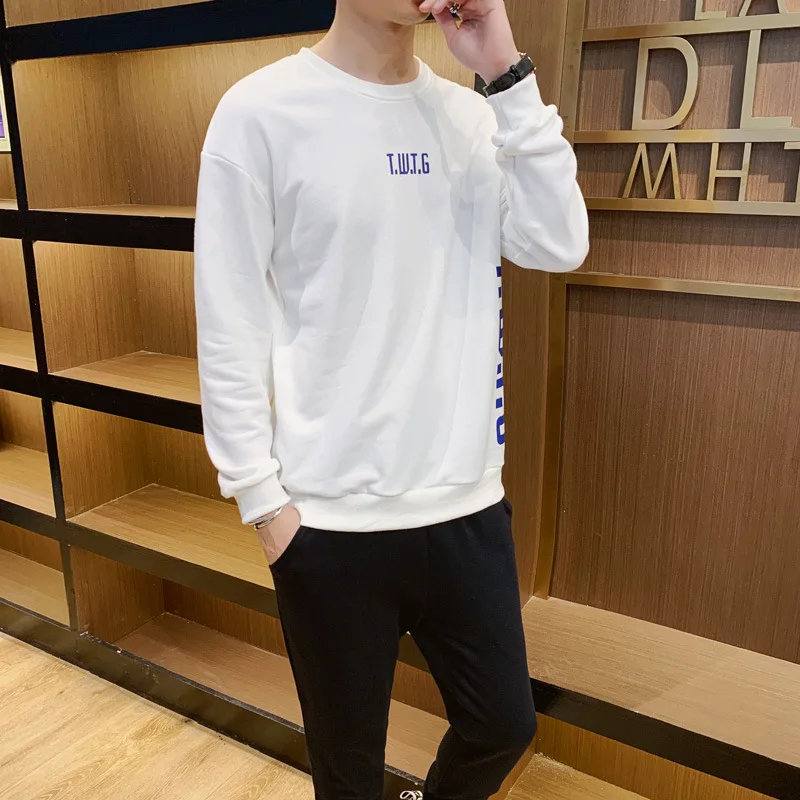 

2019 Spring And Autumn Men Trend of Fashion Leisure Suit Men's round Neck Sweater Set Youth Sports Set