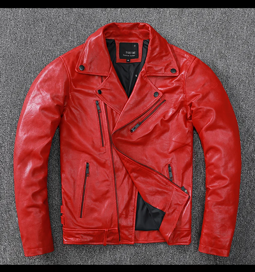 New Free shipping 2020 motor leather jacket.fashion genuine coat.red sheepskin clothes.cool clothing.cool | Мужская одежда