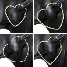 4 пары золотых креольских сережек с большими сердечками, фестиваль хиппи, бохо, цыганский костюм, косплей, ювелирные изделия Brincos oorbellen