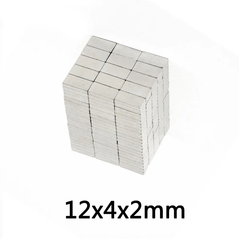 Мощные неодимовые магниты N35, 50-500 шт., 12x4x2 мм, тонкие неодимовые магниты постоянный магнитный блок дюйма, 12x4x2 мм