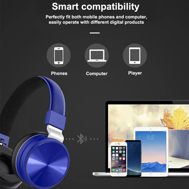 Foldable Wireless Bluetooth Headphones Head mounted Ergonomic Design Sport Gaming Music Headset Compatible With Phone Pc Tablets