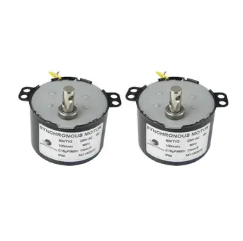 

CHACNS Permanent Magnet Synchronous Gear Electric Motor 50KTYZ 220V 100RPM Synchronous Reduction Motor Reversible 2PCS