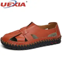 UEXIA/Новинка; кожаные дышащие мужские сандалии ручной работы; Высококачественная мягкая Летняя мужская обувь; Повседневная пляжная обувь в