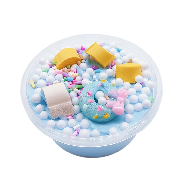 Новинка, глиняный игрушечный пластилин, нетоксичный, конфета, Пончик, хлопок, грязевая пудра, слимы, шпатлевка, Ароматизированная, для детей, для снятия стресса, интеллектуальные игрушки - Цвет: Blue 80g