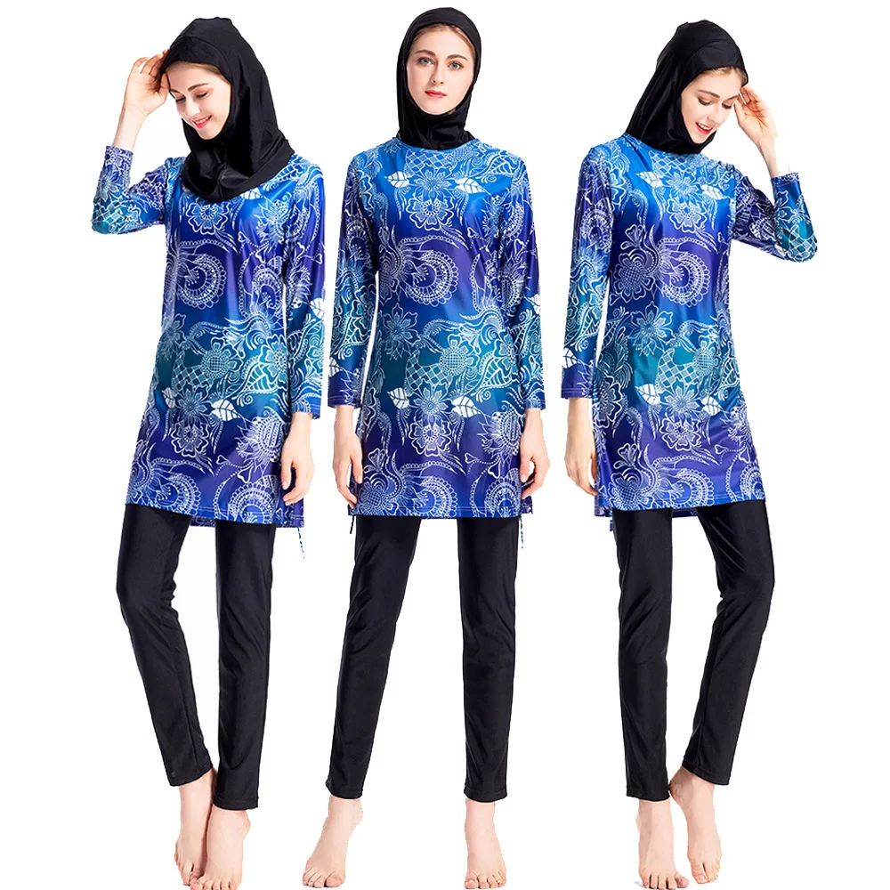 Muslim Swimsuits for Women - Hijab Swimwear Girls Modest Islamic Burkini Fashion Flora Printed Arab Women's Swimwear For Women