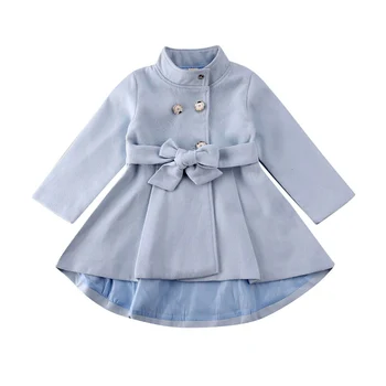 

Toddle Kids Baby Girl Outerwear Trench Coat Long Dress Long Sleeve Button Fashion Warm Windbreaker Jacket Autumn Winter 1-5Y