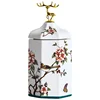 Color Flower Bird Golden Deer Candy Jar Ceramic Storage Bottle Household Nut Tea Tin Moisture-proof Storage Box Porcelain Crafts 5
