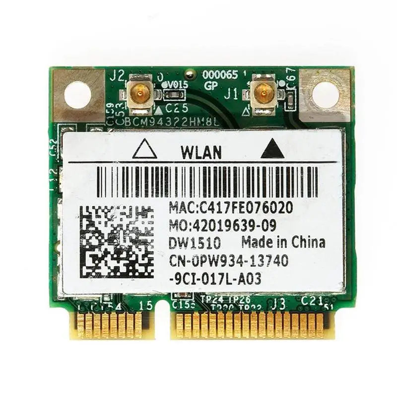

1pcs Half Mini Wireless Wifi Network Card for DW1510 PW934 BCM94322HM8L Green Wifi Network Card