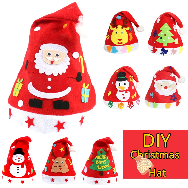 DIY фетровая Рождественская шляпа 4 Тема Санта Клауса снеговика лося елка ручной
