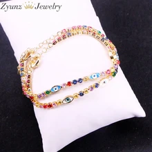 10 шт., Милый эмалированный глаз Шарм Радуга cz теннисная цепь браслет для женщин Девушка ювелирные изделия