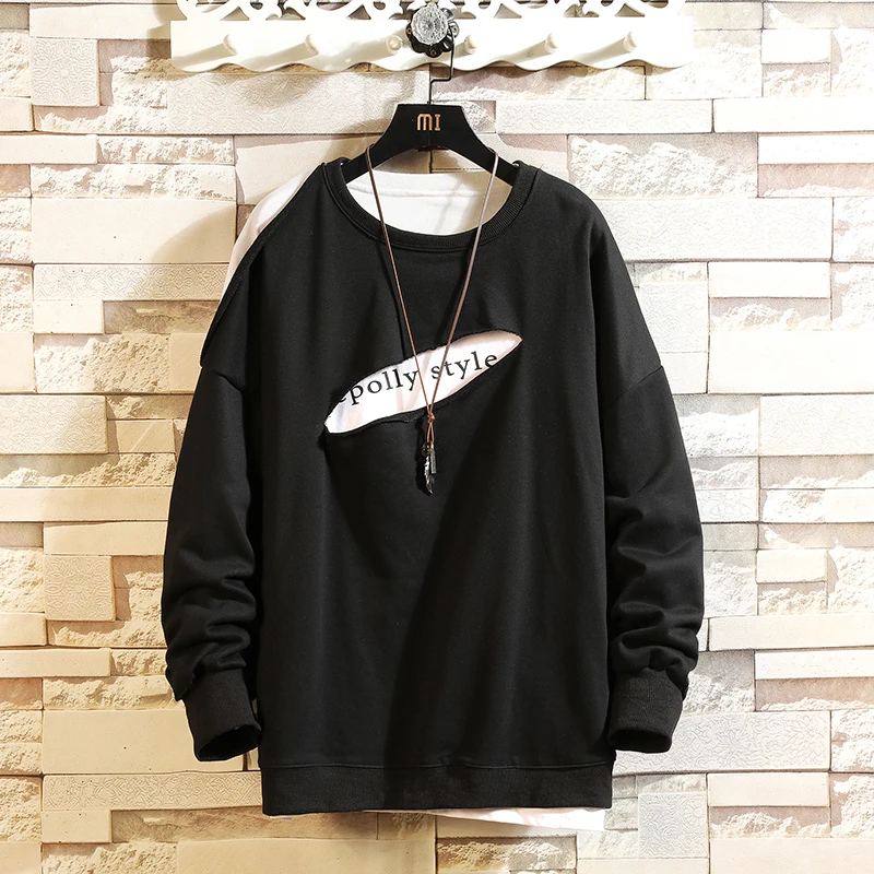

CYXZFTROFL Mens Hoodies Sweatshirt Two Splicing Mens Cotton Cotton Hoodies Long Sleeve Hooded Pullover Hip Hop Sweatshirts Men