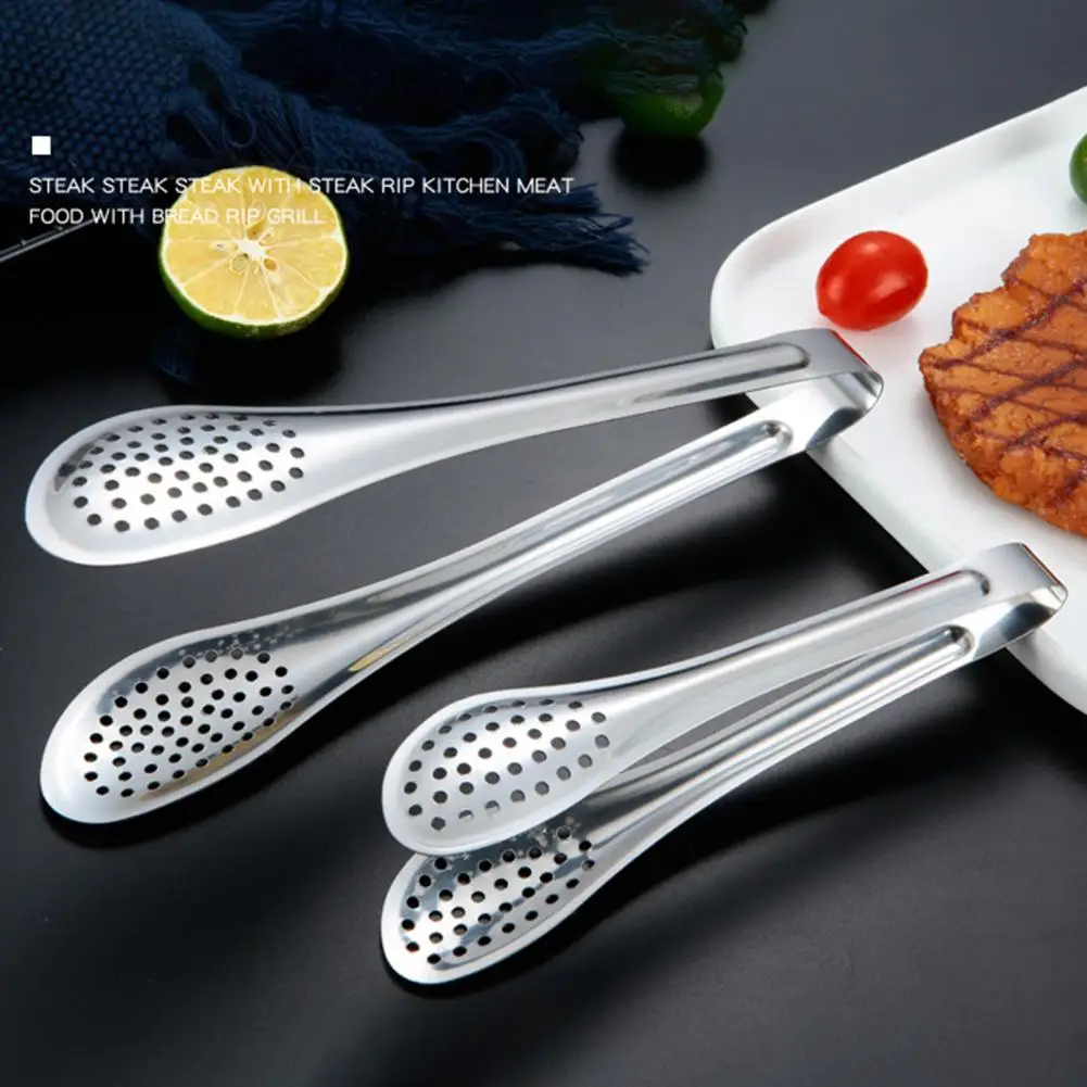 Stainless Steel Food Tong Kitchen Utensil Cooking Tool Anti Heat Steak Clip Baking Barbecue