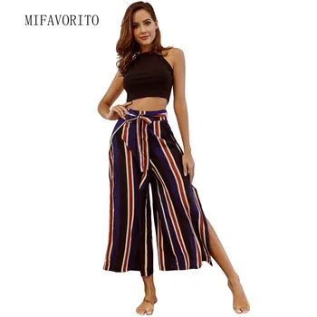

MIFAVORITO Summer Pants For Women Casual Elastic High Waist Femme Loose Long Trousers Pleuche Pants For Lady