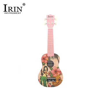 

IRIN High Quality 21 Inch Cute Cartoon 4 String Mini Wooden Guitar Kids Ukulele Musical Instruments Educational Toy Girls Gifts