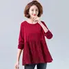 Lace Blouse Plus size Tunic Women Long sleeve Shirt Splice Elegant Ladies Casual Ruffle Top Red Black ► Photo 2/6