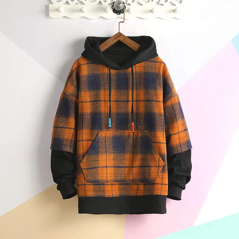 Yellow Hoodie Men SingleRoad мужские толстовки негабаритных Harajuku Японская уличная одежда толстовка хип хоп черный и белый плед толстовки с капюшоном Мужские - Цвет: Yellow Hoodie Men