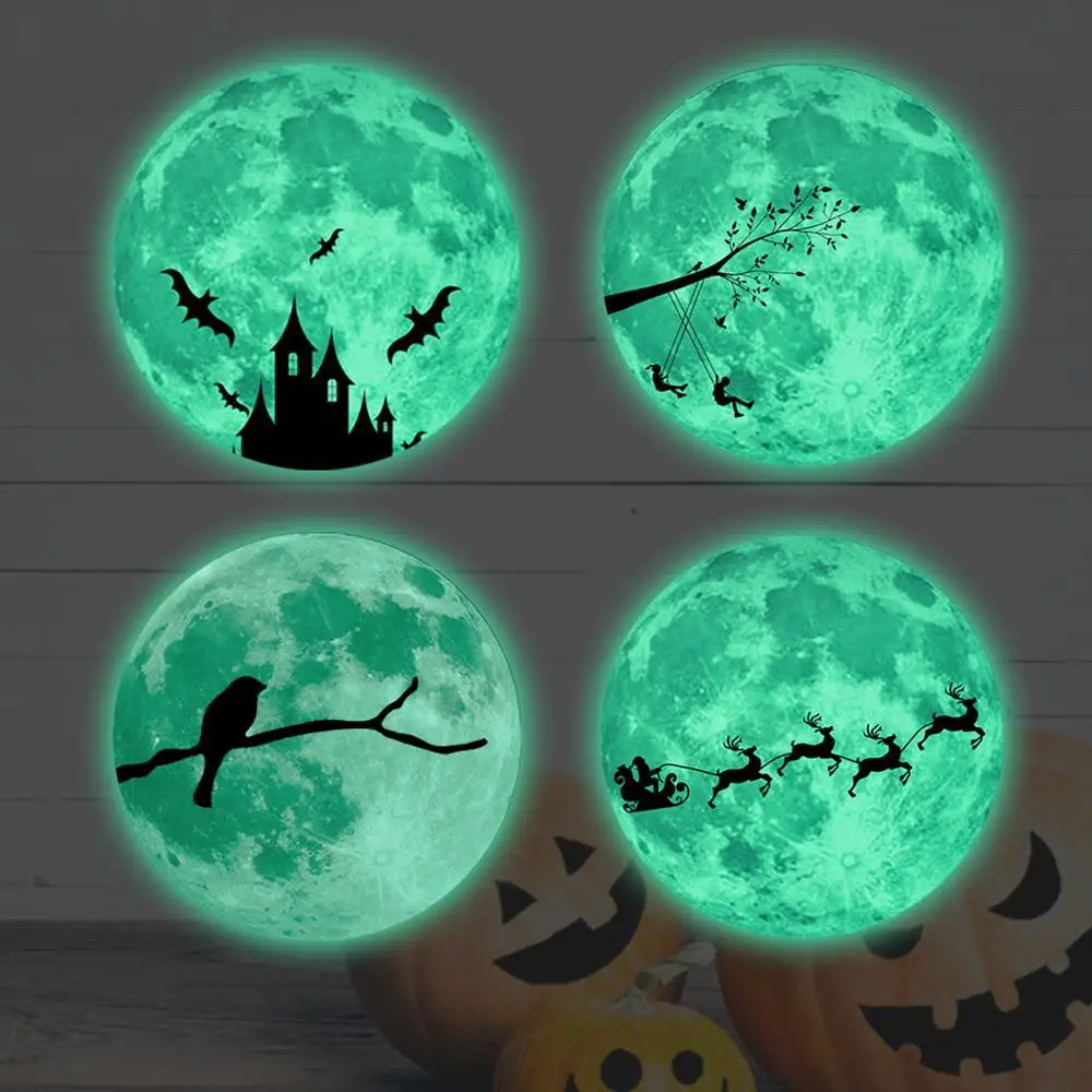 

Luminous Moon 3D Wall Sticker For Kids Room Living Room Bedroom Decoration Home Decals Glow In The Dark Wall Stickers