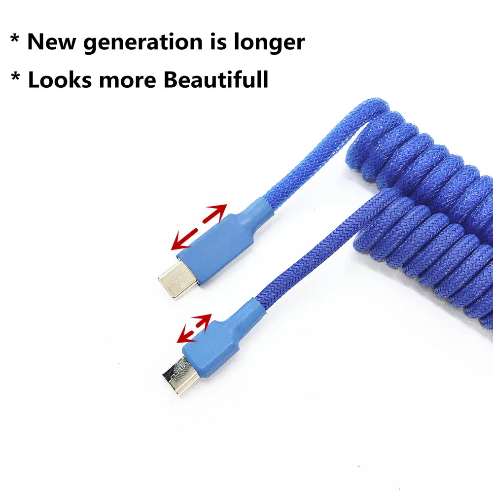 Usb tipo c Cabo Coiled Teclado de Bobina Reversa Forma l Dupla Manga Mini Micro Gx16 Aviador Cabo Não Afrouxe Mais Grosso od 22 mm - Imagem 3