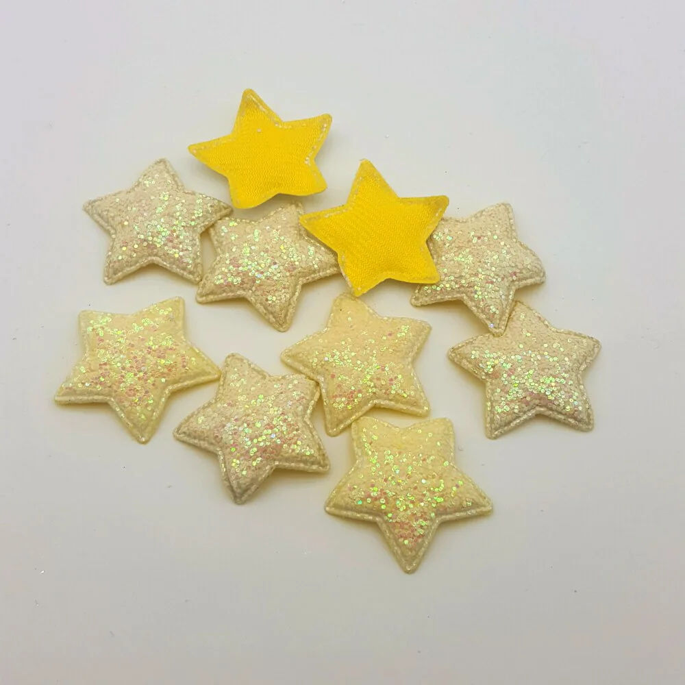 yellow stars 50 шт конфеты крафт патчи милые звезды сердца бабочка для волос с блеском Аксессуары наклеить на патчи для одежды наборы сделай сам DIY - Цвет: yellow stars
