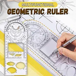 Regla geométrica multifuncional, herramienta de medición de dibujo geométrico de plantilla para la escuela, suministros de reglas de Arquitectura de oficina