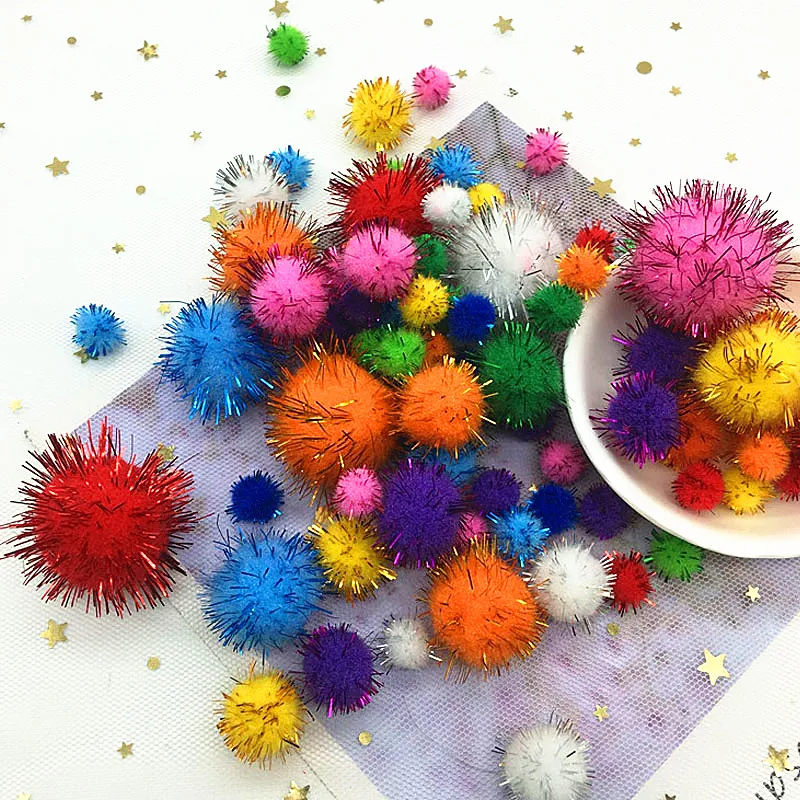 Yellow  Pompom 10/15/20/25/30mm Mini Fluffy Soft Pompones Pompoms Ball Handmade Kids Toy Wedding Decor DIY Sewing Craft Supplies