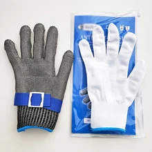 Устойчивые к порезам перчатки с 1 белой перчаткой, устойчивые к порезам рабочие перчатки из нержавеющей стали, для резки кухни, нарезки