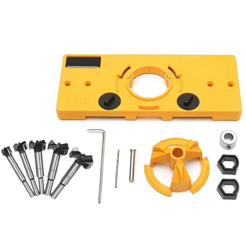 

Concealed 35MM Cup Style Hinge Jig Boring Hole Drill Guide + Forstner Bit Wood Cutter Carpenter Woodworking DIY Tools