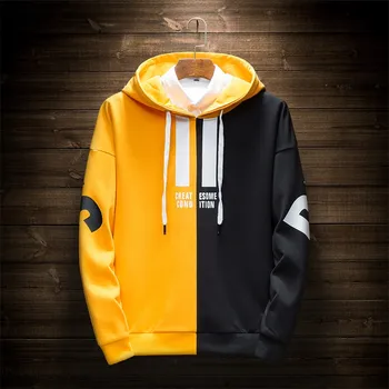 

New 2020 Men's Casual Fashion Streetwear Tops Spring harajuku Patchwork Pullover Sport Style Hoodie Loose Outwear Tops Blouse