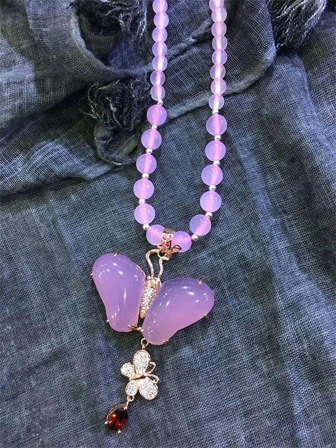 LETSFUN Fine Jewelry ярко-розовый натуральный агат ледяная бабочка ожерелье из бисера