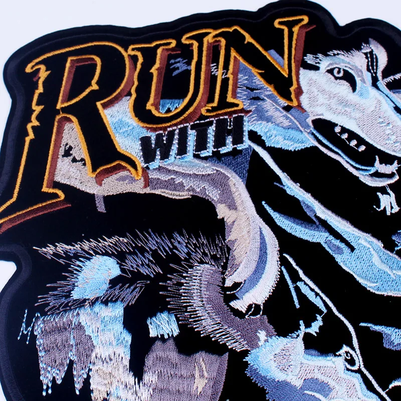 Prajna Run с пачкой патч полосы большие Пластыри для спины вышивка утюг на патч для одежды куртка мотор Байкерский значок волк F