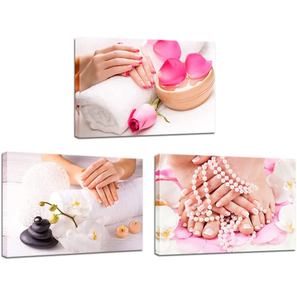 

3 Pieces Nail Salon Beauty Hands Spa Manicure Posters Pictures Canvas Wall Art Home Decor Paintings for Living Room Decorations