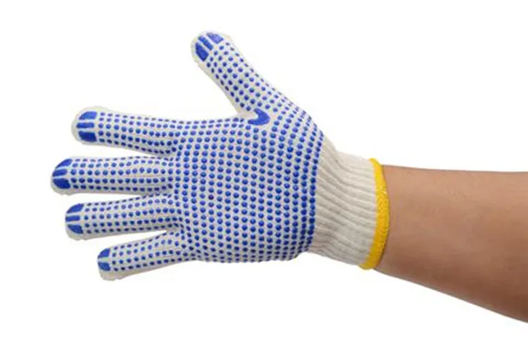 Anti-slip blue and yellow labor insurance gloves car repair site moving brick gloves leather working gloves