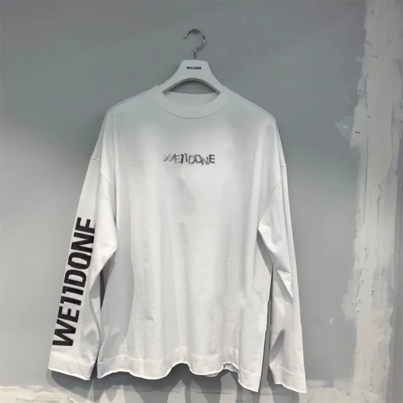 

New Welldone T Shirt Metallic 3D Logo Letters Men Women Streetwear T-shirt WELLDONE Top Tees