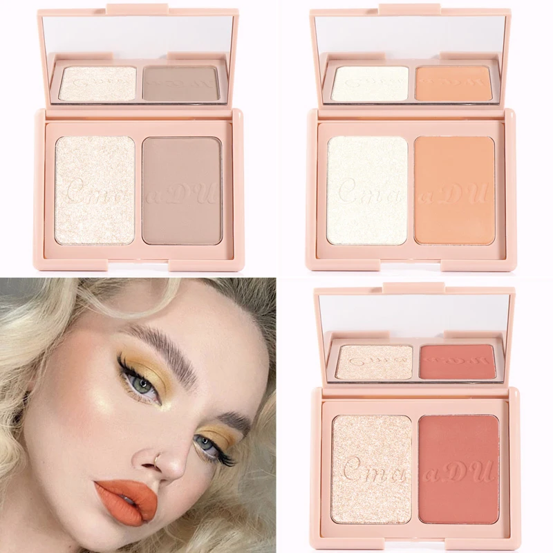 

Cmaadu Two-color Blush High-gloss Powder Smooth Texture Highlight Blush Palette Brighten Brighten Contouring Cheek Blusher TSLM1