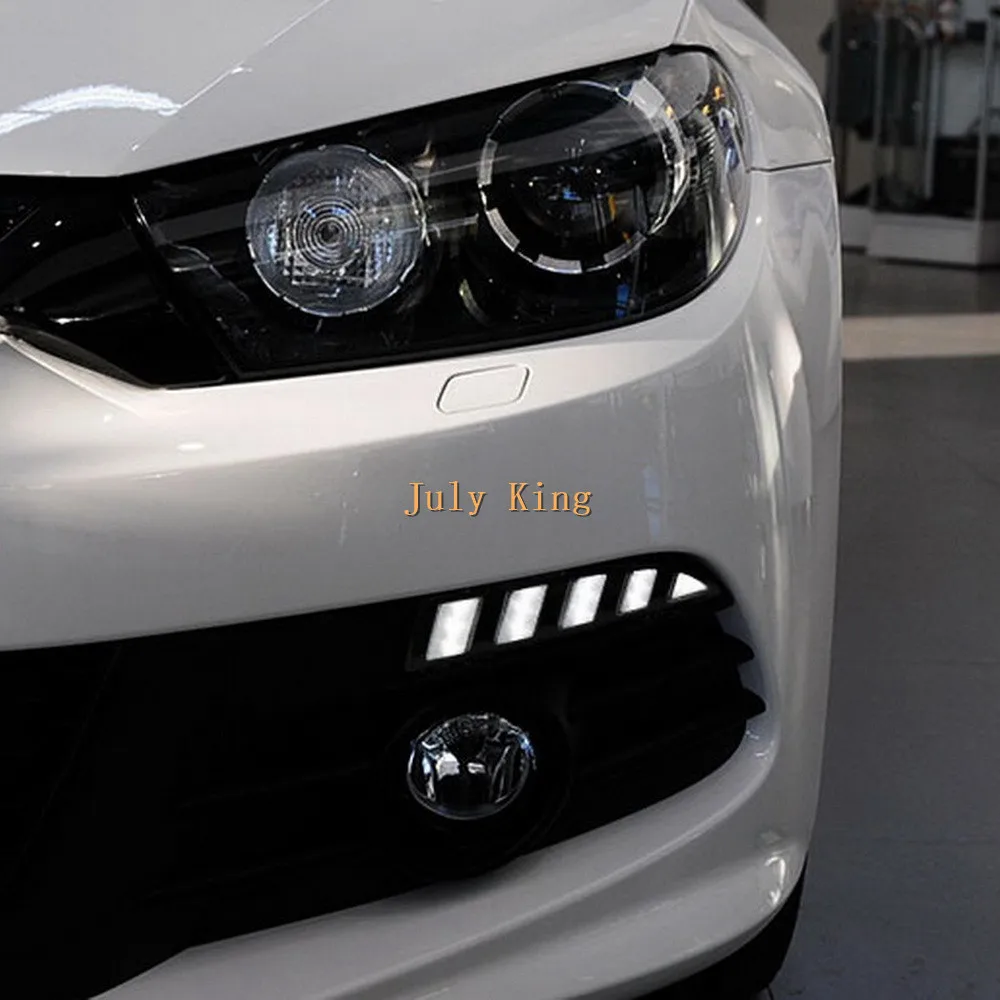 Июля King светодиодный Габаритные огни чехол для VW scirocco 2008 14 Белый DRL + голубой лед