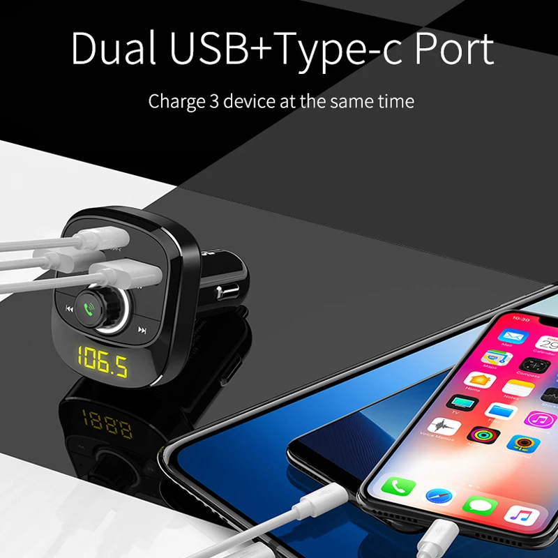 Устройство зарядное автомобильное KORSEED с USB портом и FM модулятором 3 6