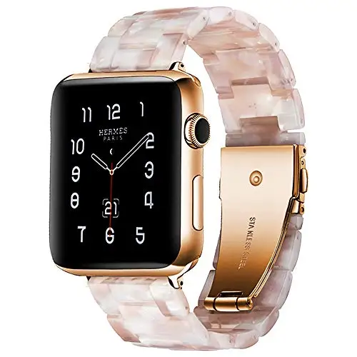 pink bloom Ремешок из смолы для apple watch 5, 4, ремешок correa, apple watch 42 мм, 38 мм, 44 мм, 40 мм, iwatch series 3, 2, 1, ремешок из нержавеющей стали с пряжкой - Цвет ремешка: pink bloom