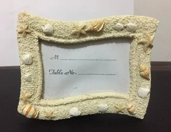 

(10 Pieces/lot) Classic Beach Wedding items of Seaside Sand and Shell Place card Holder for photo frames and Party decorations